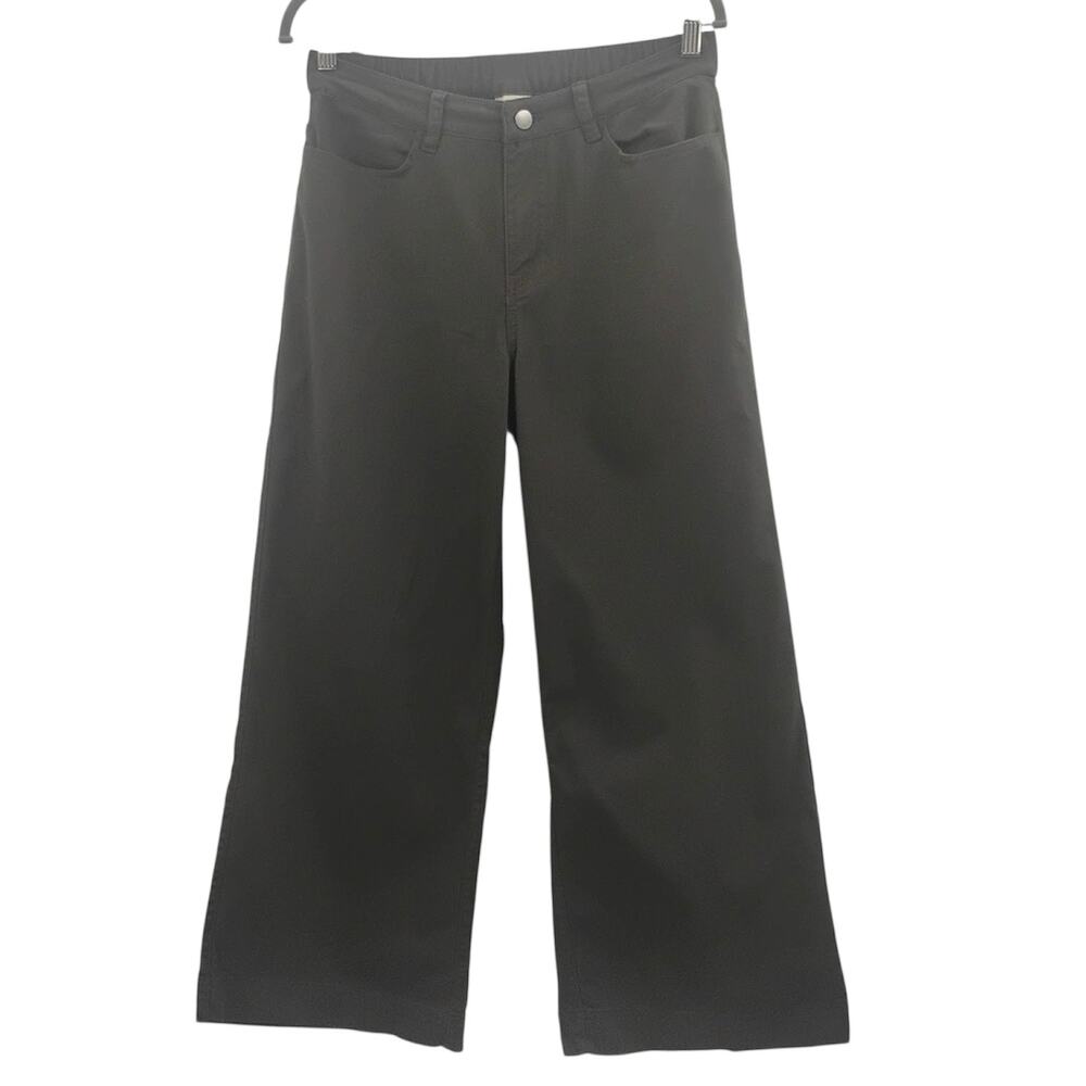 Pact Organic Stretch Twill Wide Leg Pants Gray Pockets WB1-W5W High Rise Medium